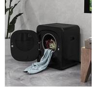 Sèche-linge compact 4 kg 800 W noir, écran tactile LED, 6 programmes, mural ou pose libre, protection surchauffe