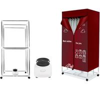 Sèche-linge électrique, 1000 W, sèche-linge portable, étendoir à linge empilable double couche, armoire chauffante automatique avec minuterie de 180 minutes, cramoisi