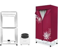 Sèche-linge électrique, 1000 W, sèche-linge portable, étendoir à linge empilable double couche, armoire chauffante automatique avec minuterie de 180 minutes, vin rouge