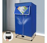Sèche-linge électrique à pompe à chaleur 60-70 ℃/140-158 °F, fonction minuterie, pliable, avec roulettes, bleu
