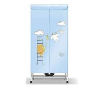 Sèche-Linge électrique Double Couche, étendoir Portable, avec 19 Tubes en Acier Inoxydable + roulettes, Facile à déplacer, Puissance : 1000 W, capacité : 15 kg, Bleu/Orange