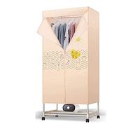 Sèche-Linge électrique Double Couche, étendoir Portable, avec 19 Tubes en Acier Inoxydable + roulettes, Facile à déplacer, Puissance : 1000 W, capacité : 15 kg, Bleu/Orange