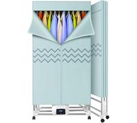 Sèche-linge électrique grande capacité avec minuterie | Économisez temps et énergie | Étendoir portable d'intérieur | Sèche-linge pliable chauffant en acier inoxydable | Télécommande | 2 niv