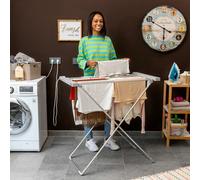 InnovaGoods - Étendoir à Linge Électrique Pliable Dryak, 8 Barres Chauffantes 120W pour Séchage Rapide, Conception en X Légère et Stable, Peu Encombrant, Gris, Unique, Aluminium