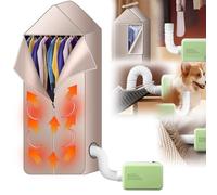 Sèche Linge électrique Portable, Sèche-Linge avec Housse en Tissu Mini Sèche Linge 600 W Mini Sèche Linge à Air Chaud Petit pour Appartement Maison Voyage Animal Domestique Vert