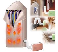 Sèche Linge électrique Portable, Sèche-Linge avec Housse en Tissu Mini Sèche Linge 600 W Mini Sèche Linge à Air Chaud Petit pour Appartement Maison Voyage Animal Domestique Or