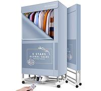 Sèche-linge électrique, séchoir à linge portable, séchoir électrique pliable à 2 niveaux, séchage à chaud à l'intérieur, 2000 W, 562 L, séchage à air chaud, minuterie automatique avec télécommande