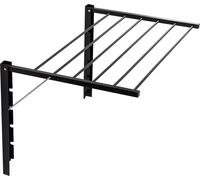 Sèche-linge mural pliable Inclinable avec 6 barres de séchage - Noir - Longueur de séchage 5,40 cm