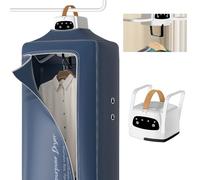 Sèche-linge portable 800 W, mini sèche-linge électrique avec sac à linge, minuterie 4 heures, thermostat 60 °C, for la maison et les voyages (bleu/gris)(Blue)