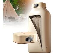 Sèche-linge portable, séchoir électrique pliable, conception de crochet de type vague, réglage à 2 vitesses, séchage chronométré à 3 vitesses, cordon d'alimentation 1,5 M, convient aux hôtels,Beige