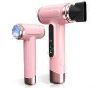 Sèche-linge sans fil 15 000 mAh avec réglages vent chaud et froid (rose | Compatible USB à charge rapide, compatible avec batterie externe, chargement d'ordinateur portable, adaptateur de voiture