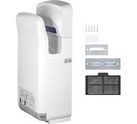 Sèche-mains 2000W - Sèche-mains électrique commercial avec filtre HEPA - Sèche-mains mural - Moteur à charbon - Sèche-mains - Blanc - Vitesse de l'air 100m/s - Idéal pour les aéroports, les bureaux, l