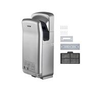 Sèche-Mains Automatique à Air Pulsé 2000W ABS Grande Vitesse HEPA Argent