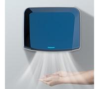 Sèche-mains automatique, sèche-mains commercial électrique, sèche-mains mural, séchage rapide 10S, commutation air chaud/froid et couvercle en acier inoxydable poli, for toilettes(Blue)