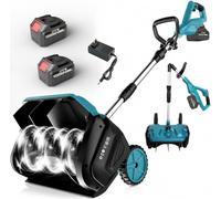 Sèche-Neige sans Fil 1000W, Pelle à Neige électrique | avec 2 batteries de 4,5 Ah, profondeur de déblayage de 20 cm, décharge à 3 voies à 45°, pour chemins, patios