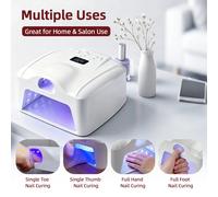 Sèche-ongles UV LED 2 en 1 avec capteur automatique, 78 LED, double port, séchage rapide, pour manucure et pédicure d'un seul doigt, d'une seule main ou de la main entière White