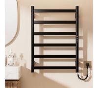 Seche Serviette Electrique, 175 W Chauffe Serviette Salle de Bain, Porte-Serviettes Chauffant à Température Réglable 30-70 °C avec Minuterie 1-9 H et écran Tactile LED, IPX4, 50x70cm, Noir