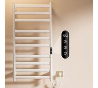 Sèche-Serviette Électrique, 50x100cm Chauffe Serviette Électrique avec Ecran Tactile LED, 0-9 H Minuterie et 30-70 ℃ Température, 285W Porte-Serviettes Chauffant Mural pour Salle de Bain, IPX4, Blanc