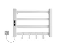 Seche Serviette Electrique 550x350mm Porte Serviettes Chauffant Porte-serviettes électrique intelligent, Étanche IP24, Réglage de la température 30℃-70℃, 1-9 heures de chronométrage-White Left
