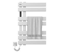 Seche Serviette Electrique, Chauffe Serviette Salle de Bain Blanc, pour Écran Tactile LED/APP/Haut-Parleur WiFi la Commande Vocale, 450x720mm, avec Minuterie&Température Ajustable-WiFi White Left