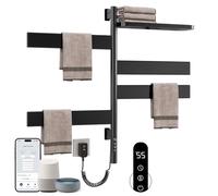 Sèche-Serviette Électrique, Rotation à 180° Chauffe-Serviettes, Porte-Serviettes électrique, 450x770mm, 120W, Noir Chauffe Serviette Salle de Bain, avec Minuterie/Température Réglable-G69 WiFi Black