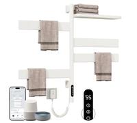 Sèche-Serviette Électrique Rotation à 180° Chauffe-Serviettes Porte-Serviettes électrique 450x770mm 120W BlancChauffe Serviette Salle de Bain avec Minuterie/Température Réglable-G69 WiFi White