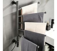 Sèche-serviettes chauffant rotatif 75W, sèche-serviettes | Chauffe-serviettes étanche IPX4 avec minuterie 1-8H, support en acier inoxydable, pour le séchage(black,Circle)