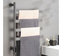 Sèche-serviettes chauffant rotatif 75W, sèche-serviettes | Chauffe-serviettes étanche IPX4 avec minuterie 1-8H, support en acier inoxydable, pour le séchage(black,square)
