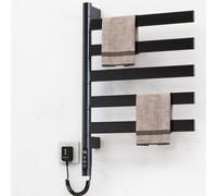 Sèche-serviettes de radiateur, porte-serviettes sur pied 150 W, porte-serviettes chauffant électrique à 5 barres avec fil à ressort de 1,5 m, salle de bain rotative à 180 ° pour salle de bain Black