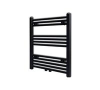 vidaXL Sèche-serviettes porte-serviette eau chaude à rails droits 600 x 764 mm Noirs