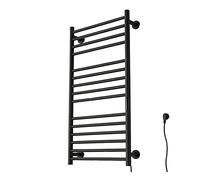 Sèche-Serviettes électrique 15 Barres en Acier Inoxydable avec minuterie, Fixation Murale et raccordement Direct (sur Secteur ou Filaire), idéal pour la Salle de Bain, Finition NOI