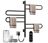 Sèche-Serviettes Électrique Anthracite, 430X780mm Rotation à 180° Porte-Serviettes Chauffant, Porte-Serviettes Électrique avec Thermostat et Minuteur, 130W Radiateur Économie d'énergie-G65 WiFi Black
