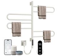 Sèche-Serviettes Électrique Anthracite 430X780mm Rotation à 180° Porte-Serviettes Chauffant Porte-Serviettes Électrique avec Thermostat et Minuteur 130W Radiateur Économie d'énergie-G65 WiFi White