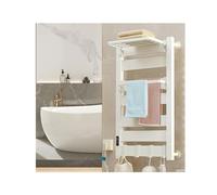 Sèche-Serviettes électrique en Alliage d'aluminium avec écran Tactile, Chauffe-Serviettes Mural avec minuterie et étagère supérieure, Blanc, Ligne Gauche