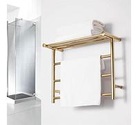 Sèche-Serviettes électrique Intelligent en Acier Inoxydable 304, Fixation Murale, Indice d'étanchéité IP44, 35 W, Finition dorée, 480 ou 610 Cycles de Chauffe, 230 mm, Prise Secteur.