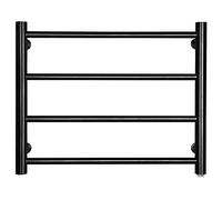 Sèche-serviettes électrique mural à 4 barres, en acier inoxydable 304 avec thermostat, radiateur sèche-serviettes pour salle de bain élégante, 58 W, 54 × 45 × 12 cm, finition or brossé et noir, câbla