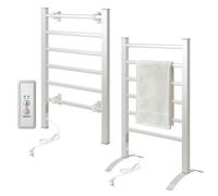 Todeco Sèche-Serviettes Électrique Mural avec 6 Barres et Minuterie, Porte Serviettes et Éche Serviettes Multifonctionnel, 90x53x35.5 cm