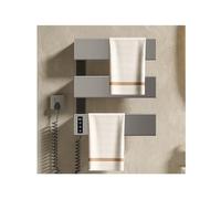 Sèche-Serviettes électrique Mural avec minuterie, sèche-Serviettes en Aluminium pour Salle de Bain, Porte-Serviettes à température réglable avec écran Tactile, Gris, 3 Barres