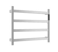 Sèche-Serviettes électrique Mural en Acier Inoxydable, 75 W, avec minuterie et contrôle de la température, Dimensions : 573 x 474 x 92,5 mm (Or, Noir, Argent), Argent, câblé.