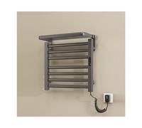 Sèche-Serviettes électrique Mural, Porte-Serviettes Chauffant en Acier Inoxydable avec étagère de Rangement Pliable, séchoir à Serviettes Chauffant avec minuterie Tactile et réglage de la Te