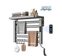Sèche-serviettes électrique - Porte-serviettes électrique à affichage numérique 5 barres - IPX4- minuteur -pliable -80W -55*40*22cm