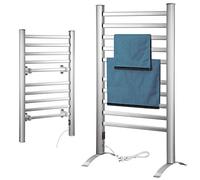 Sèche Serviettes électrique, radiateur Porte-Serviettes en Aluminium avec 10 Barres - Mural ou sur Pied - 150W