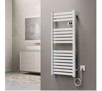 pro.tec Sèche-Serviettes Électrique Radiateur Mural pour Salle de Bains avec Écran Tactile Thermostat Programmable Chauffe-Serviettes 500W 16 Lames 120 x 50 cm Blanc