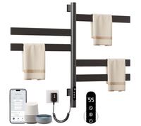 Sèche-Serviettes Électrique, Rotation à 180° Seche Serviette, 450×680mm, 120W, Noir Porte-Serviettes électrique, Chauffe Serviette Salle de Bain, avec Minuterie et Température Réglable-G68 WiFi Black