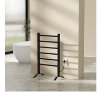 pro.tec Sèche-Serviettes Électrique Radiateur Mural ou Autoportant pour Salle de Bains Chauffe-Serviettes avec Minuterie Interrupteur 100W 6 Barres 85 x 55 cm Noir