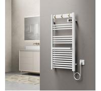 pro.tec Sèche-Serviettes Électrique Radiateur Mural pour Salle de Bains avec Écran Tactile Thermostat Programmable Chauffe-Serviettes 500W 16 Barres 3 Crochets Pliables 105 x 50 cm Blanc