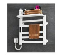 Sèche-Serviettes Mural Blanc à 5 Barres avec minuteur Tactile Intelligent et étagère supérieure : Une Solution élégante et Efficace pour sécher Vos Serviettes dans la Salle de Bain.