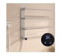 Sèche-Serviettes Mural Chauffant à 3 Barres, Finition brossée, avec minuterie Tactile Intelligente et température constante. Sèche-Serviettes électrique à Brancher pour Salle de Bain.