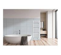 Radiateur sèche-serviettes électrique - FLO BAIN II - Inertie fluide -500 W - Vertical - Blanc -Programmable - Détection fenêtre ouverte