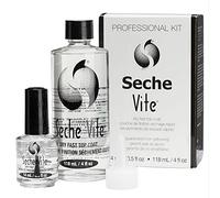 Seche Vite Dry Fast Top Coat 14 ml + Recharge 118 ml, Kit Professionnel